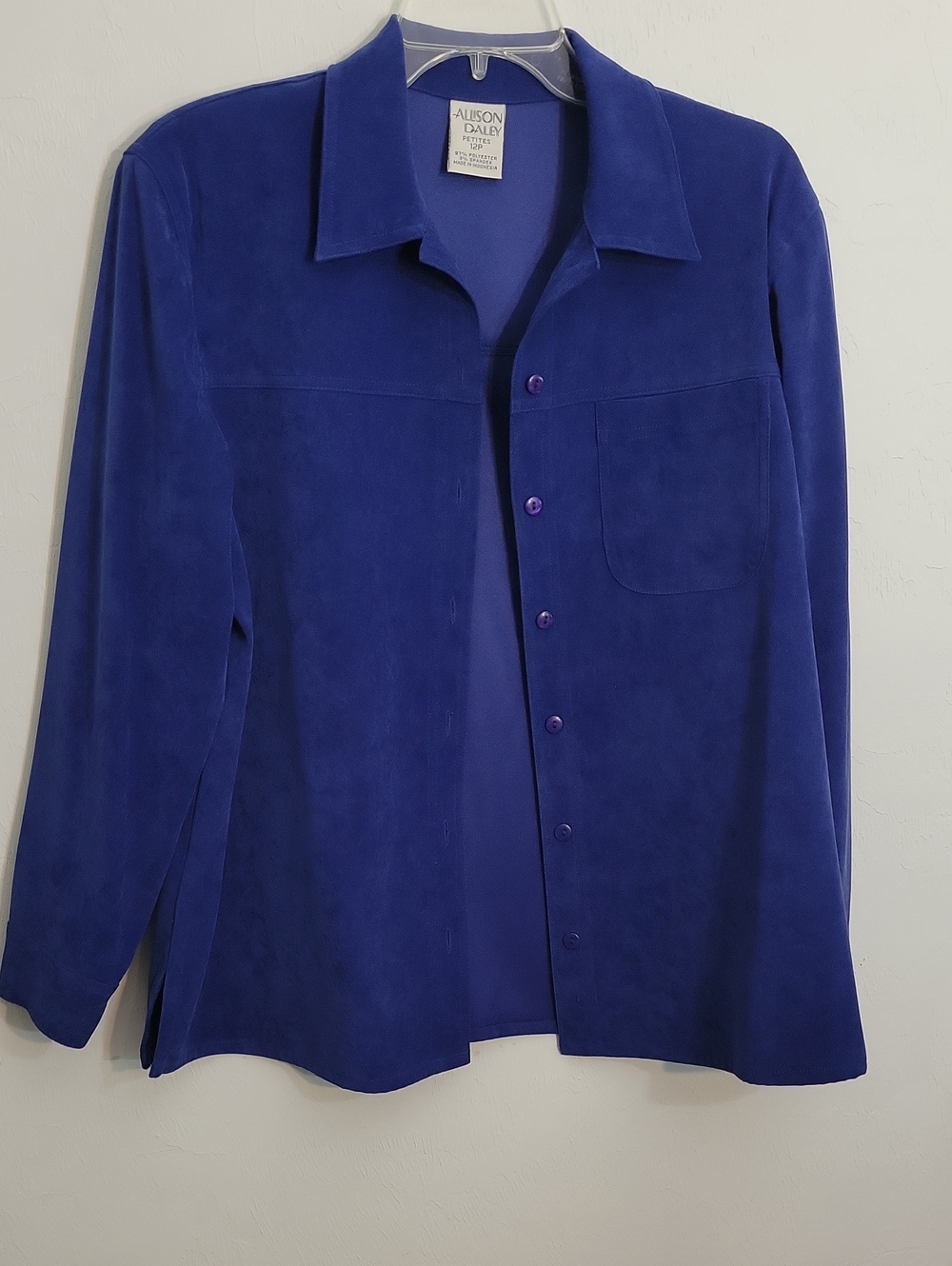 Allison Daley Deep Blue Suede Button-Front Jacket
